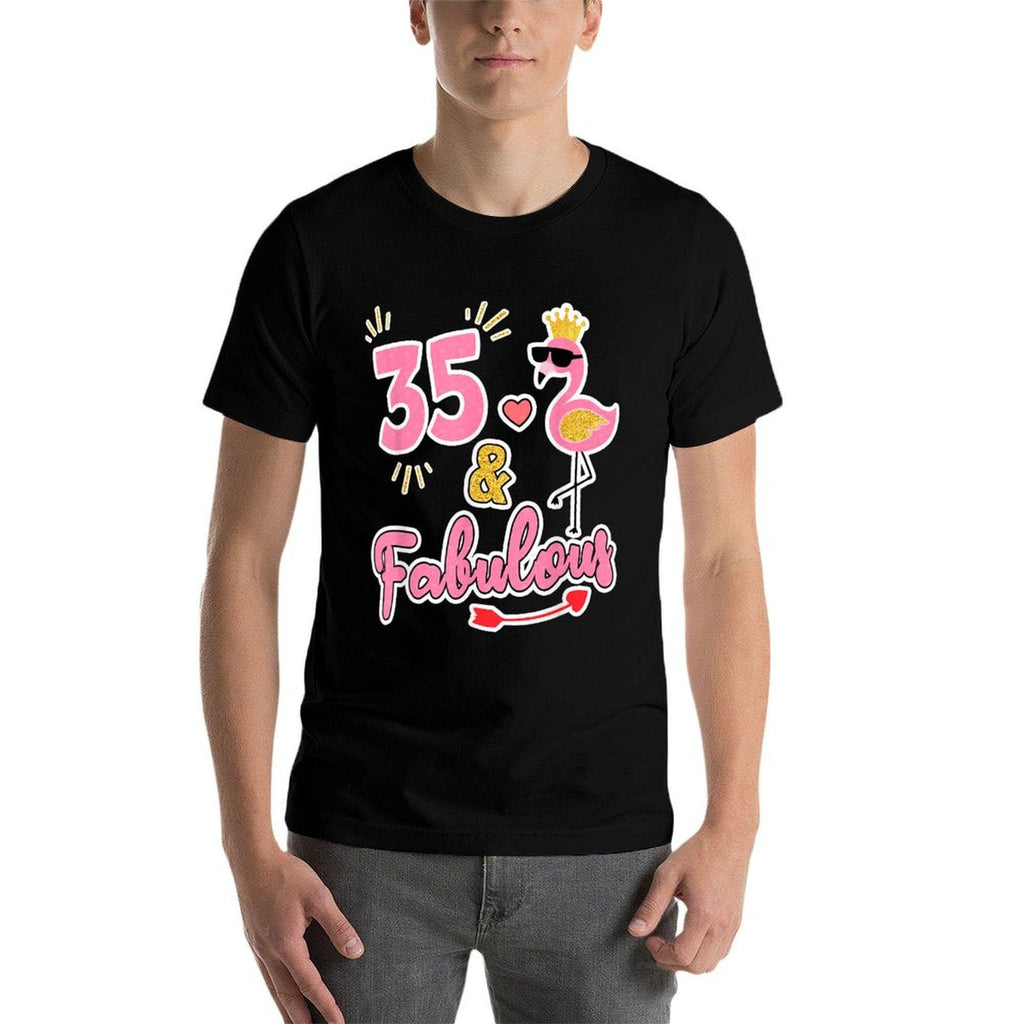 35 And Fabulous - 35 Years Old Gift - 35th Birthday  Heathered Texture T-Shirt