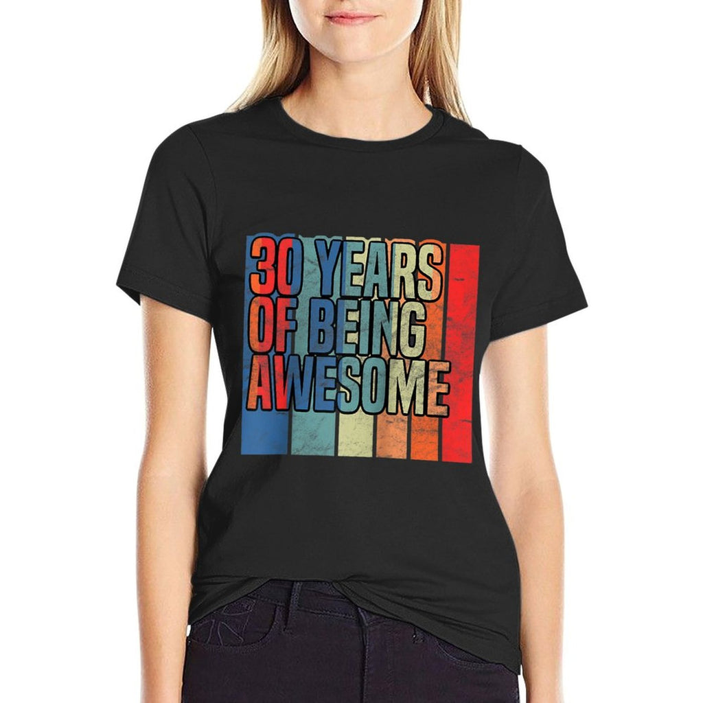 30th Birthday 30 Years of Being Awesome Funny Party Raglan Baseball  Fade-proof Color T-Shirt