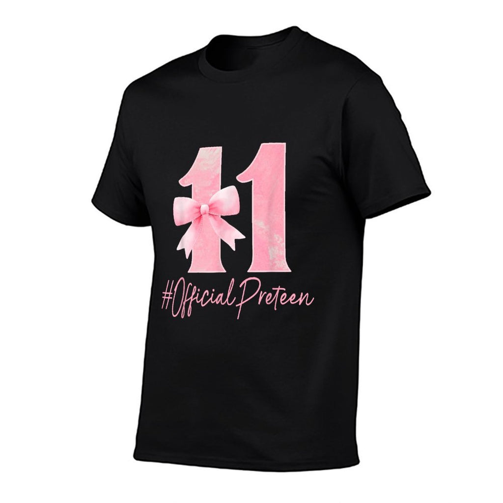 11th Birthday Coquette Bow Pink 11 Year Old Birthday Girl  Polyester Blend T-Shirt