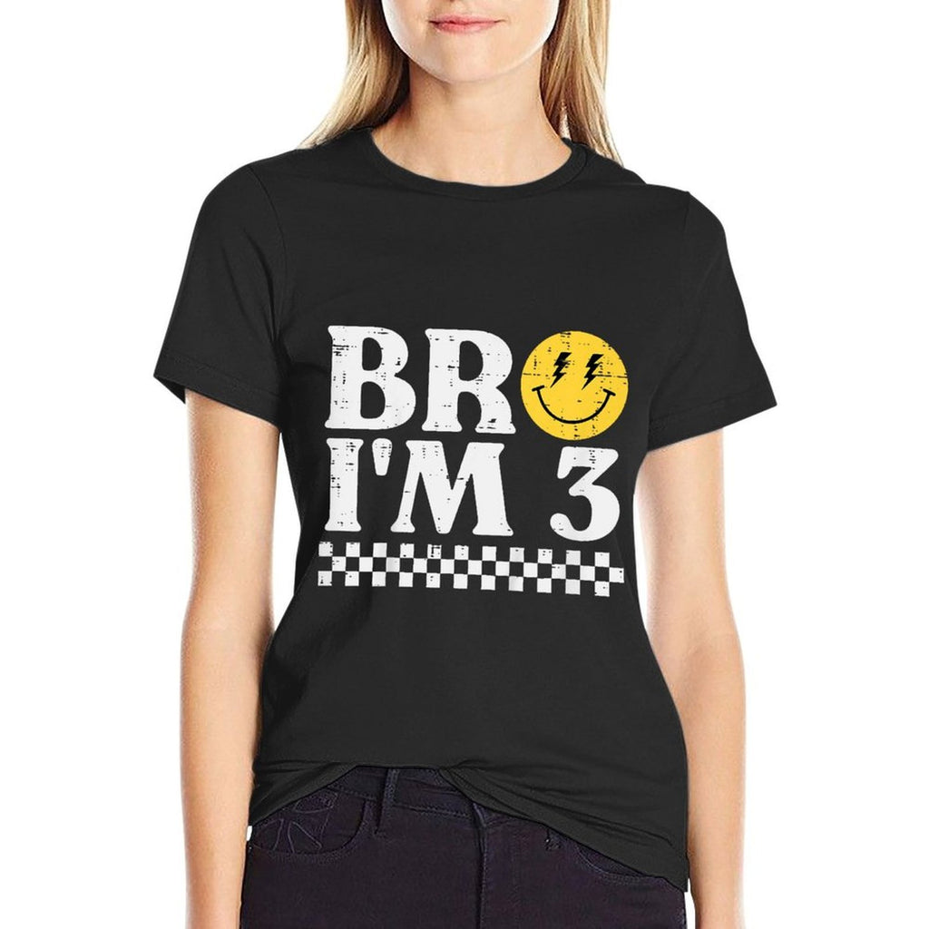 3rd Birthday Bro Im 3 Smile Retro Groovy Boys Girls Kids  Relaxed-fit T-Shirt