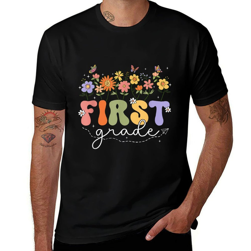 1st First Grade Teacher Wildflower Back To School Floral  Slim-fit Cut T-Shirt