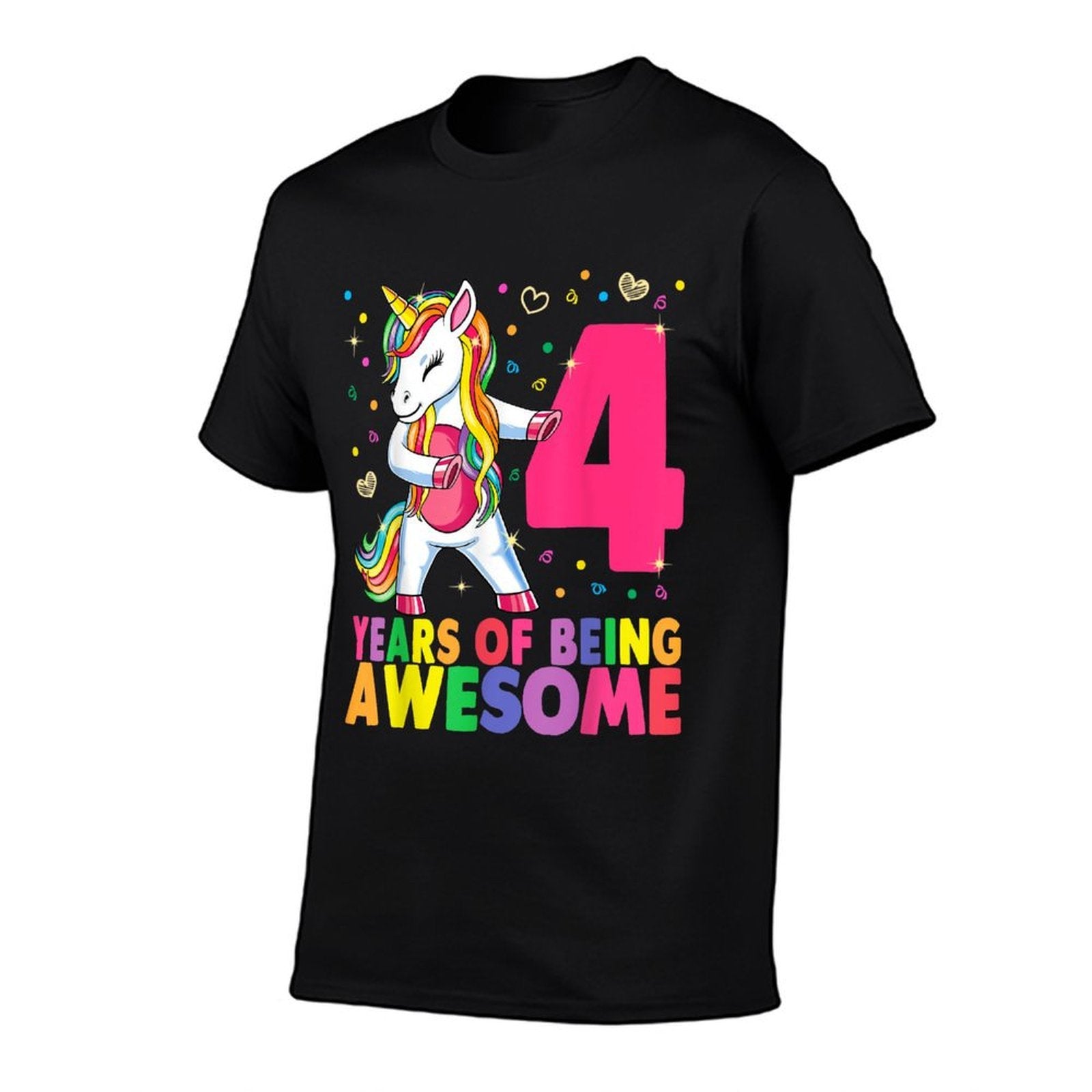4 Years Old Unicorn Flossing 4th Birthday Girl Unicorn Party  Tagless Design T-Shirt