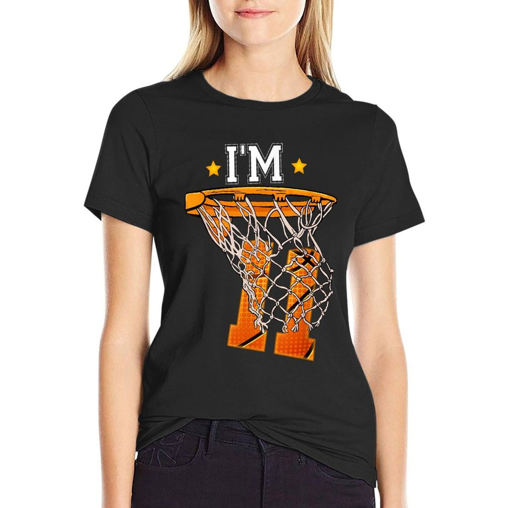 11th Birthday Basketball I'm 11 Boy Girl 11th Birthday  Polyester Blend T-Shirt