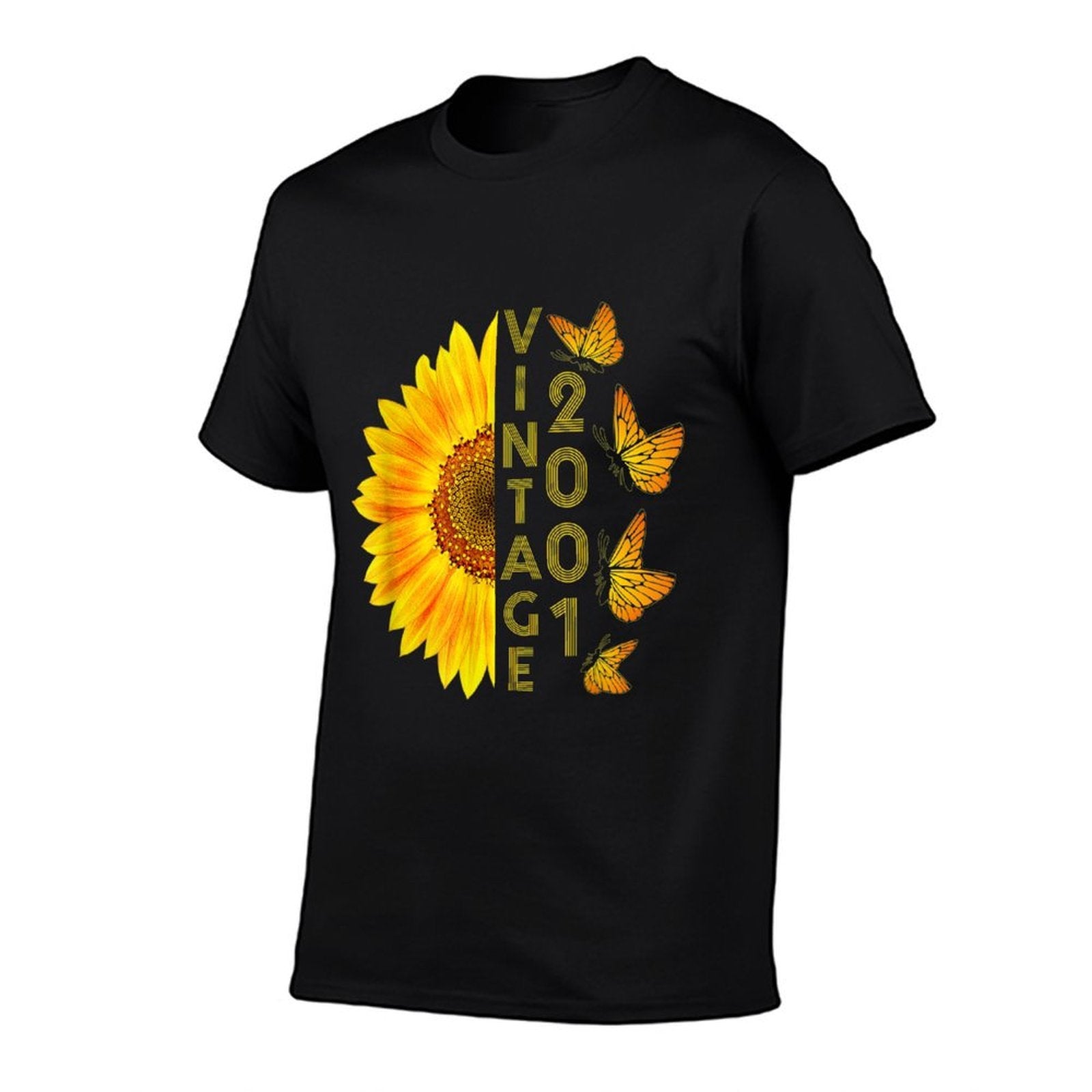 21 Year Old Vintage 2001 Sunflower Butterfly 21st Birthday  Moisture-wicking T-Shirt