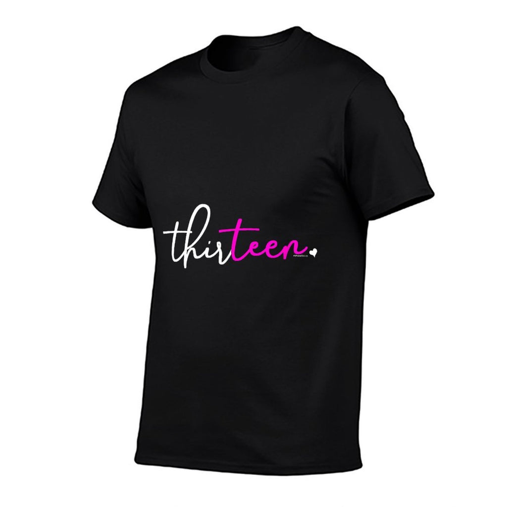 13th Birthday for Girls 13 Year Old Pink Thirteen Partyn  Ribbed Collar T-Shirt