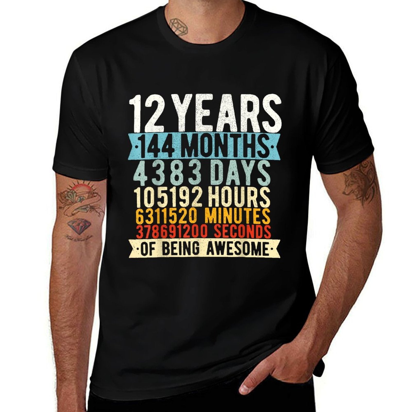 12th Birthday 12 Years Old Vintage Retro 144 Months  Oversized Silhouette T-Shirt