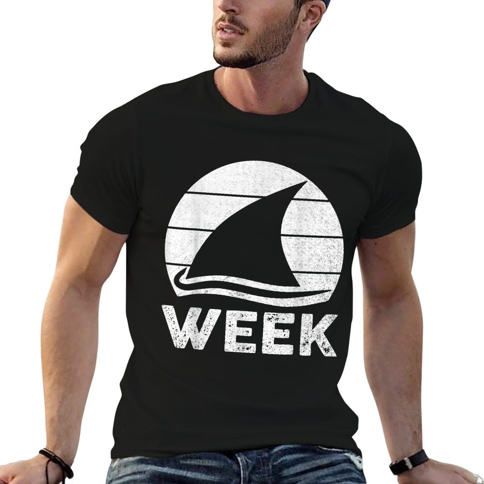 2025 Week Retro Shark Fin Lover Sea Ocean Animal Summer Trip  Breathable T-Shirt