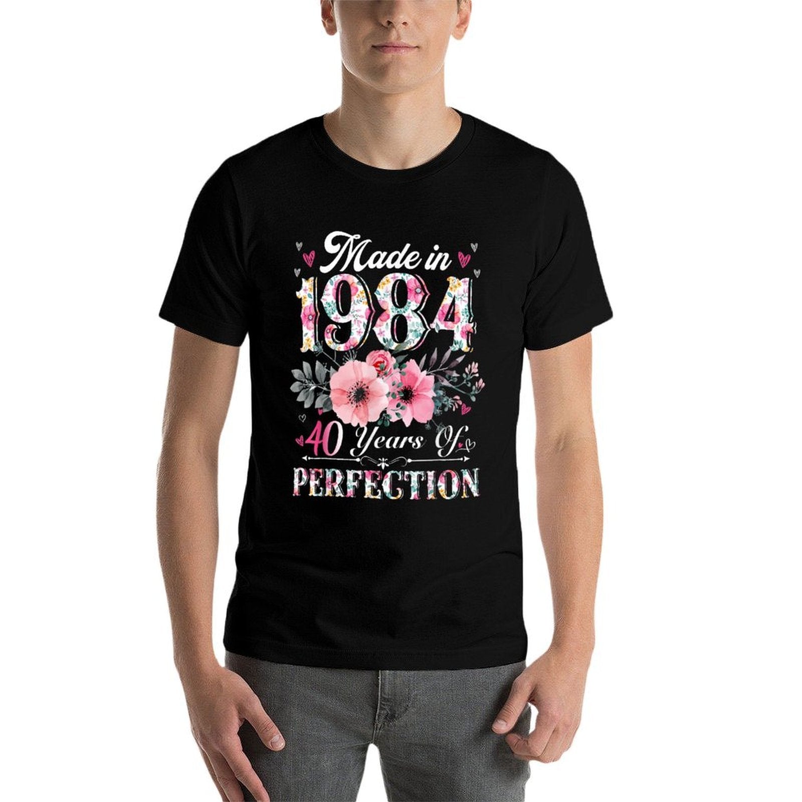 40 Year Old Made In 1984 Floral 40th Birthday Gifts Women  Relaxed-fit T-Shirt