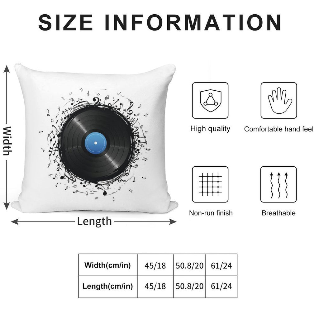 33 Vinyl Record Music Notes Soft Home Decor Throw Pillow