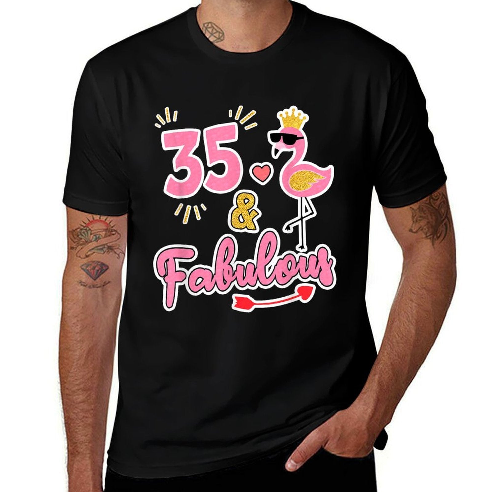 35 And Fabulous - 35 Years Old Gift - 35th Birthday  Heathered Texture T-Shirt