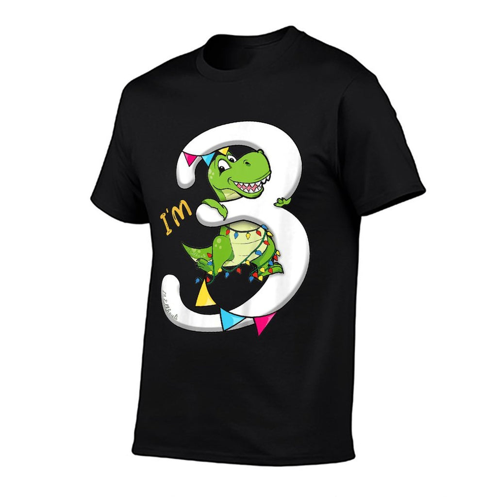 3rd Birthday Dinosaur  Dino Third Bday Im 3 Years Boys  High-quality Stitching T-Shirt