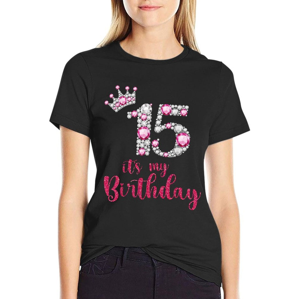 15 It's My Birthday 15th Birthday 15 Years Old Bday  Heathered Texture T-Shirt