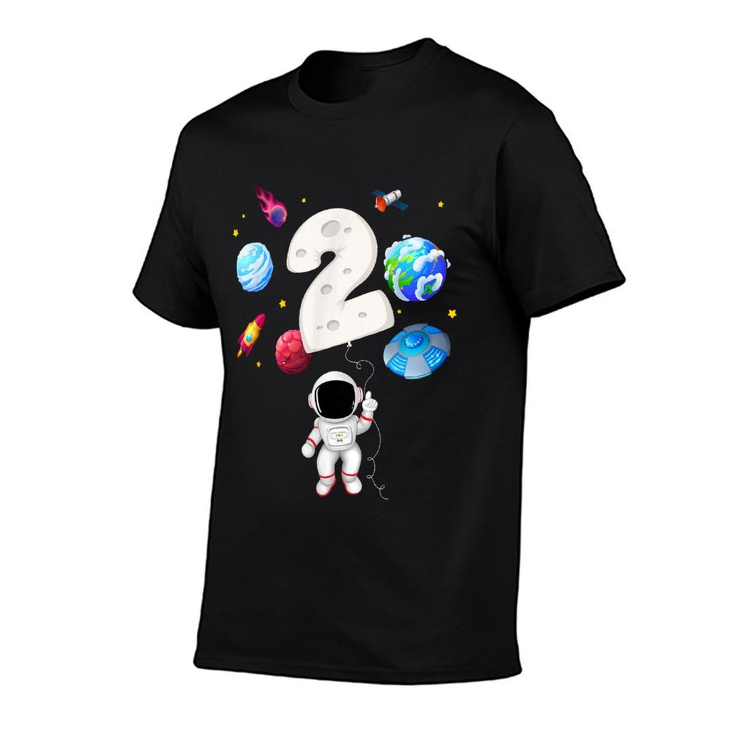 2nd Astronaut Birthday Party 2 Years Old Astronomy Costume  High-quality Stitching T-Shirt