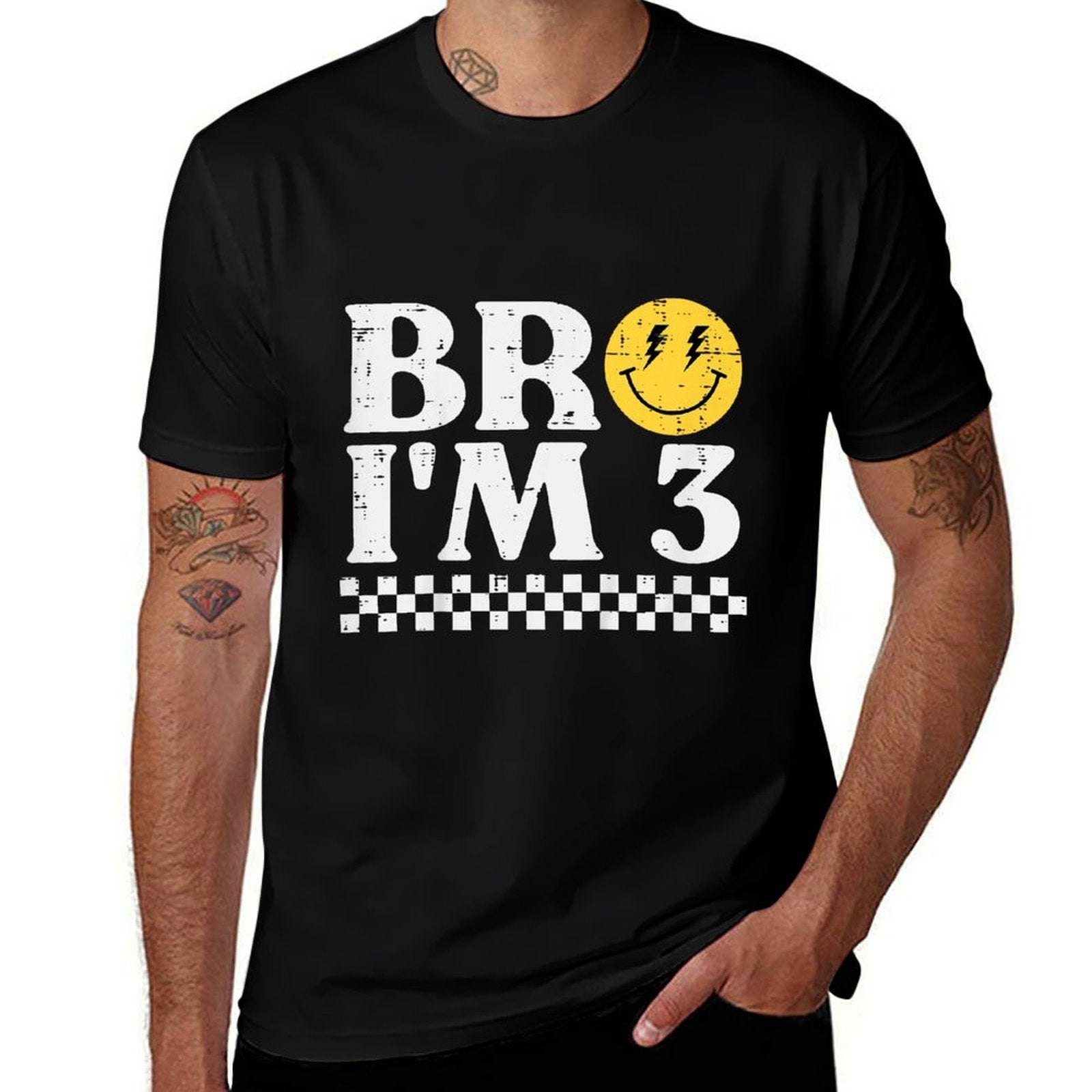 3rd Birthday Bro Im 3 Smile Retro Groovy Boys Girls Kids  Relaxed-fit T-Shirt