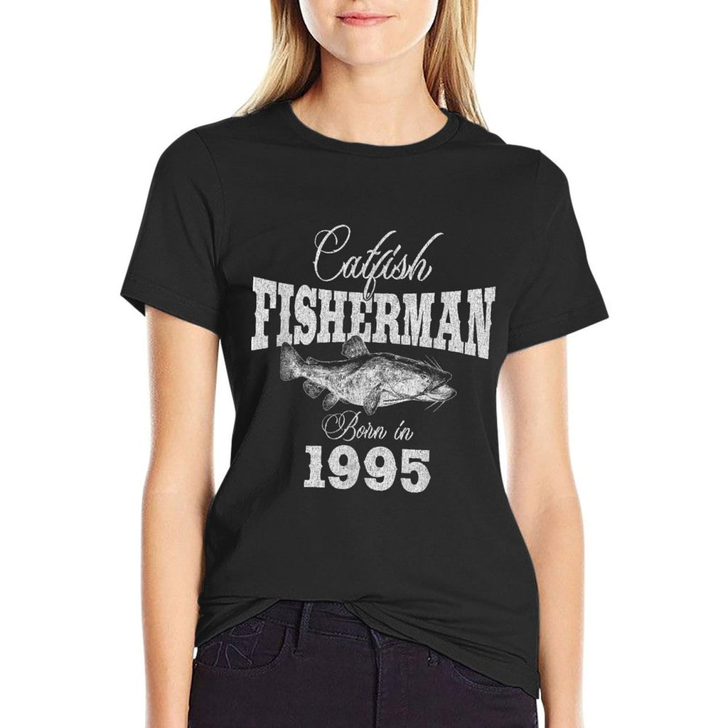 30 Year Old Fisherman Catfish Fishing 1995 30th Birthday  Rolled Sleeves T-Shirt