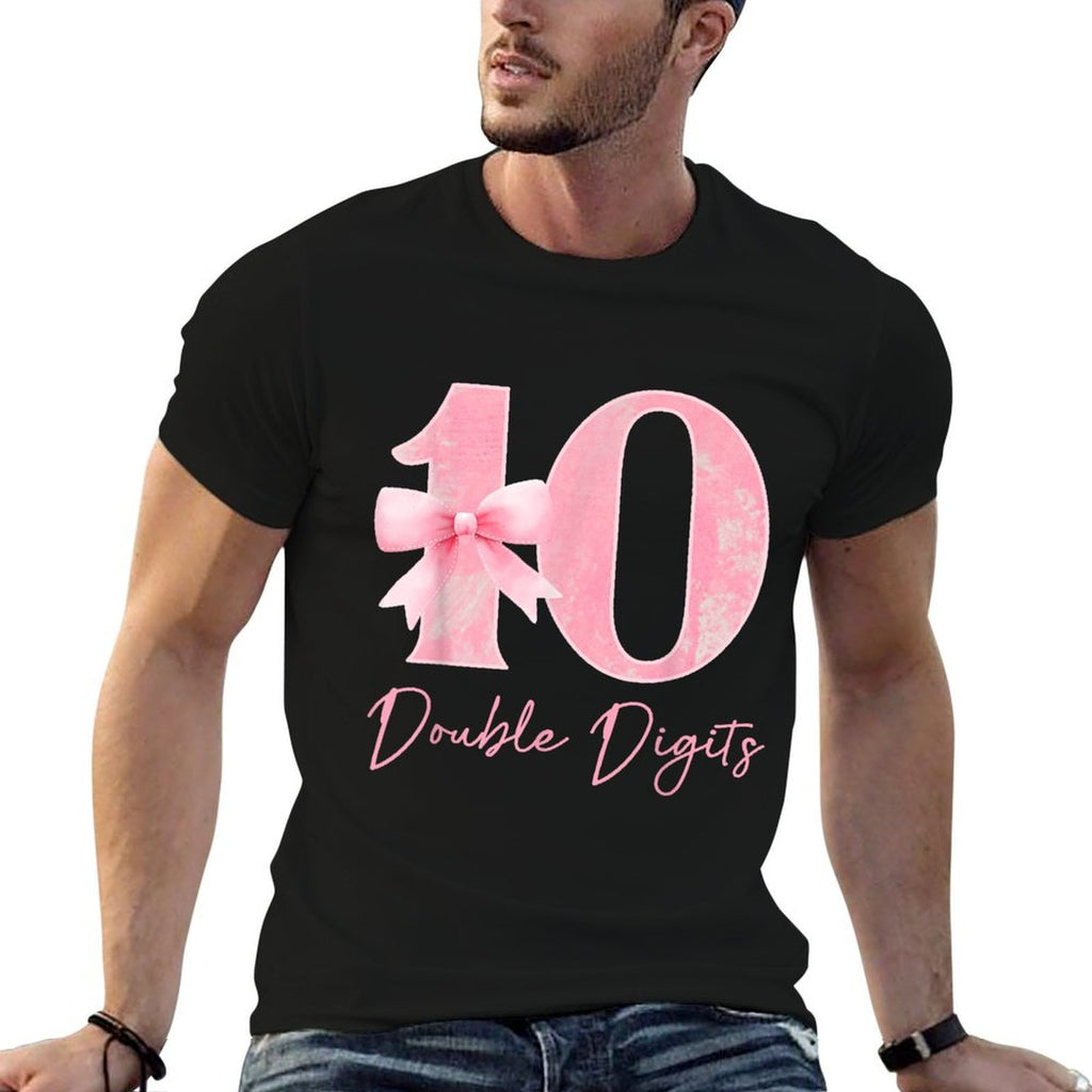 10th Birthday Coquette Bow Pink 10 Year Old Birthday Girl  Relaxed-fit T-Shirt