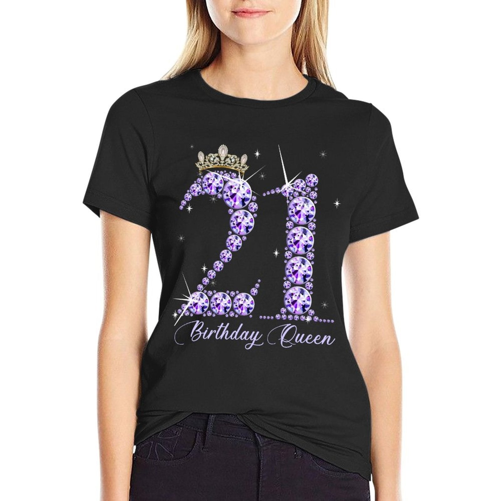 21 Year Old Its My 21st Birthday Queen Diamond Heels Crown  Relaxed-fit T-Shirt