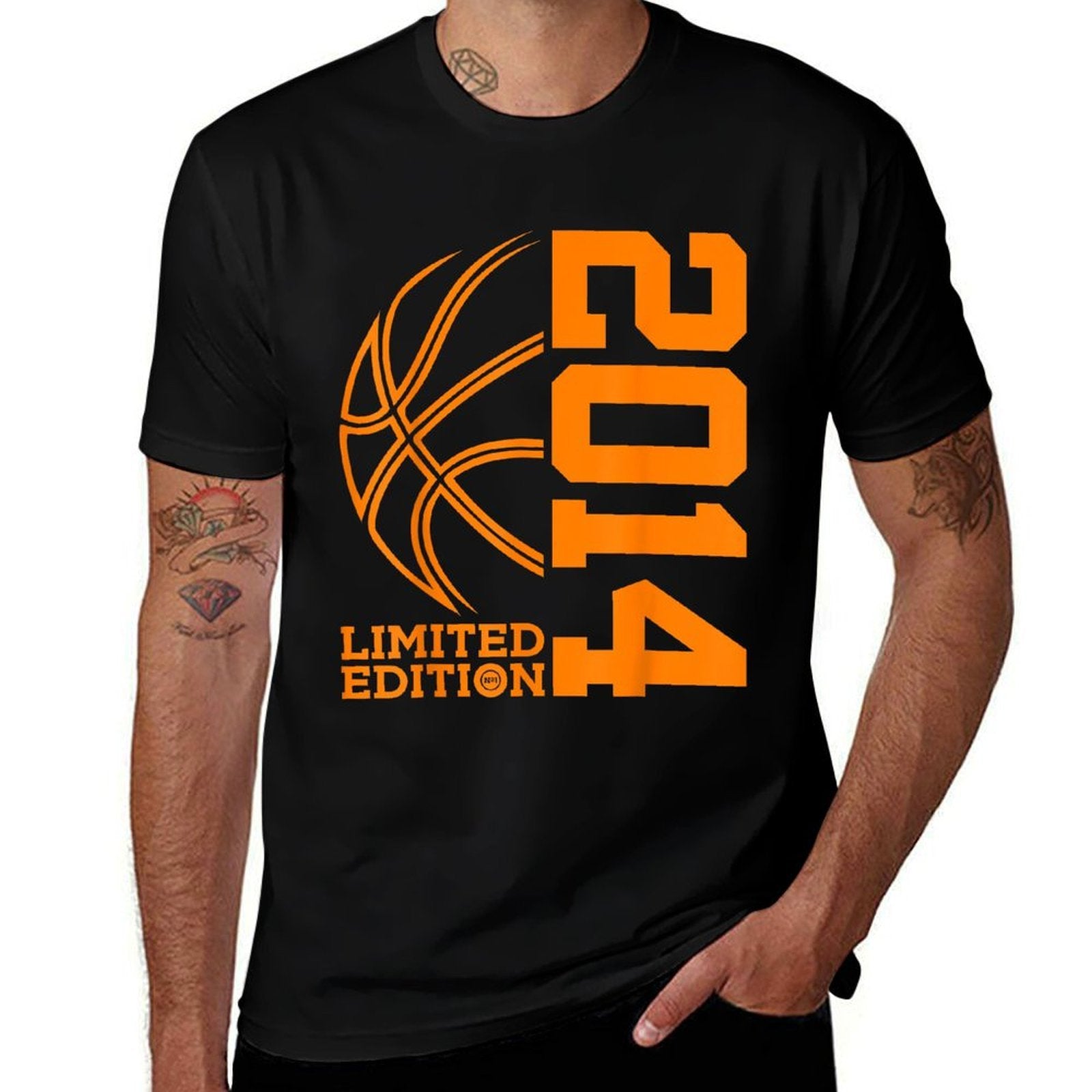 11th BIRTHDAY BASKETBALL LIMITED EDITION 2014  Ribbed Collar T-Shirt