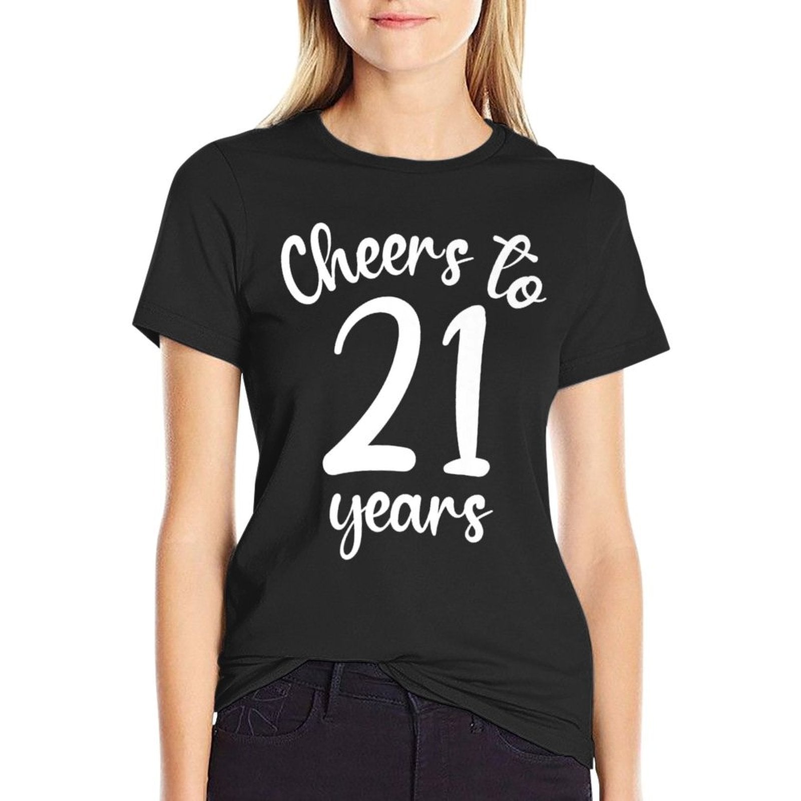 21st Birthday Cheers To 21 Years Twenty First Birthday Premium  High-quality Stitching T-Shirt