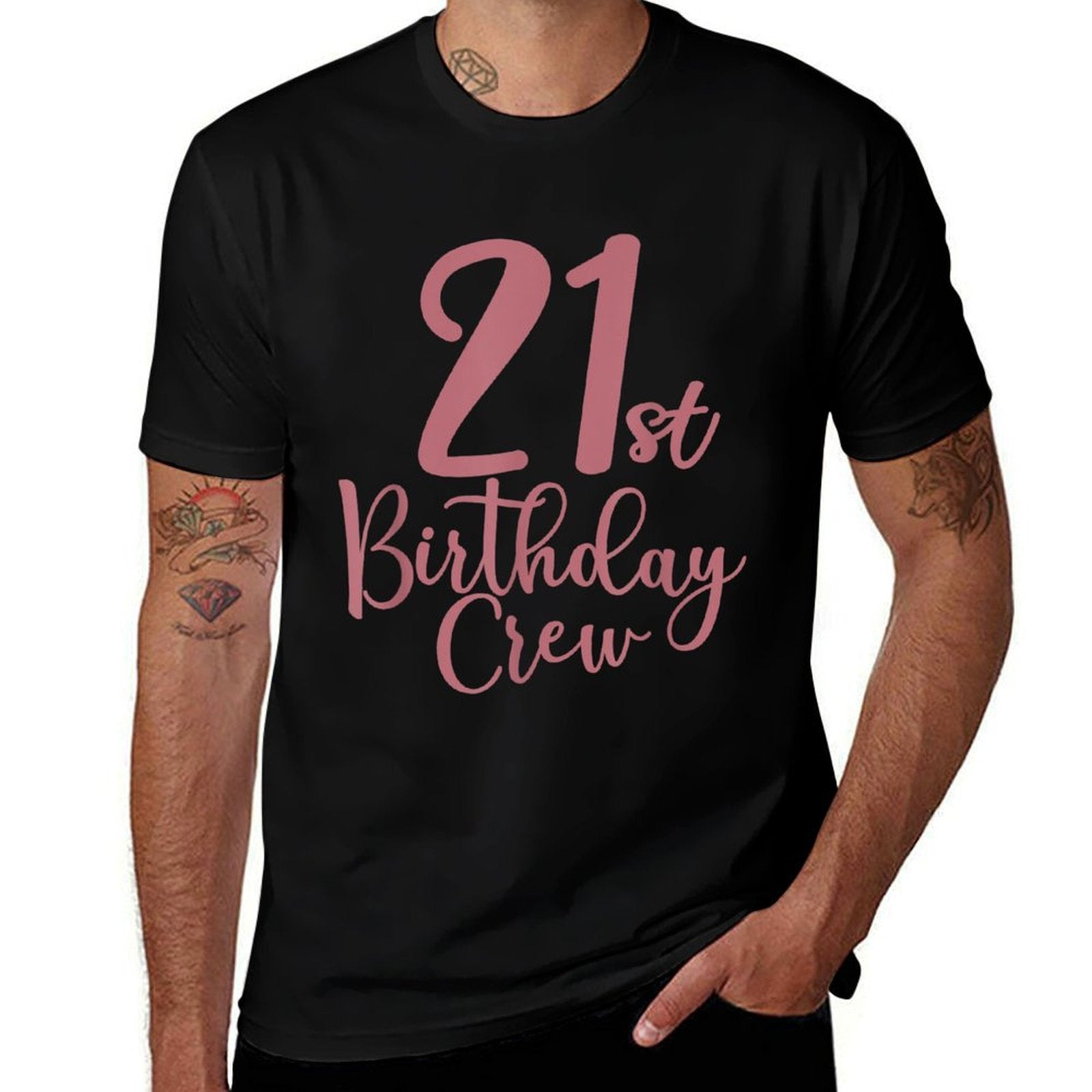 21st Birthday Crew 21 Years Old Women Matching Group Party  Cotton T-Shirt