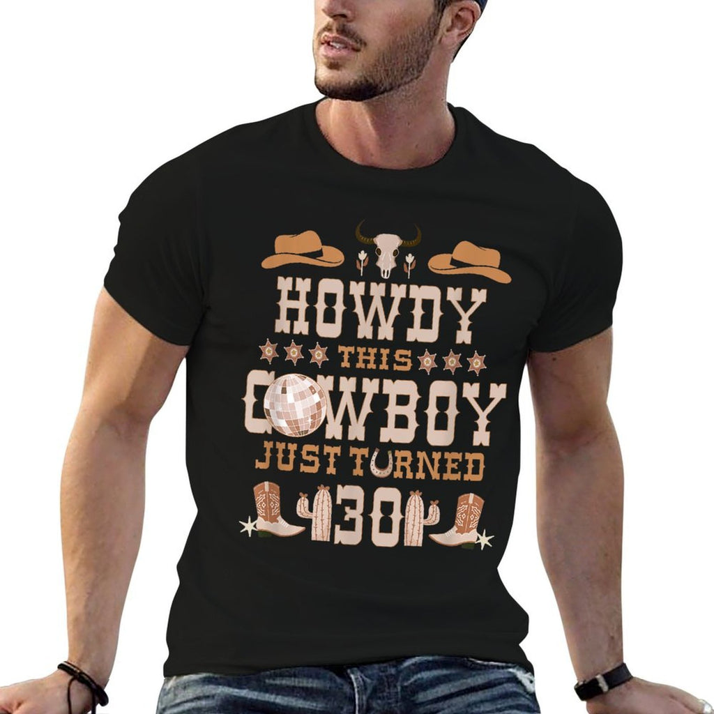 30yr Birthday Cowboy Western 30 Years Old Boy 30th Birthday  Trendy Pattern T-Shirt