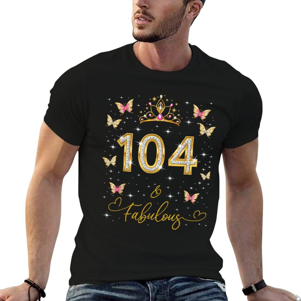 104 And Fabulous, 104 Years Old Women, 104th Birthday Queen  Rolled Sleeves T-Shirt