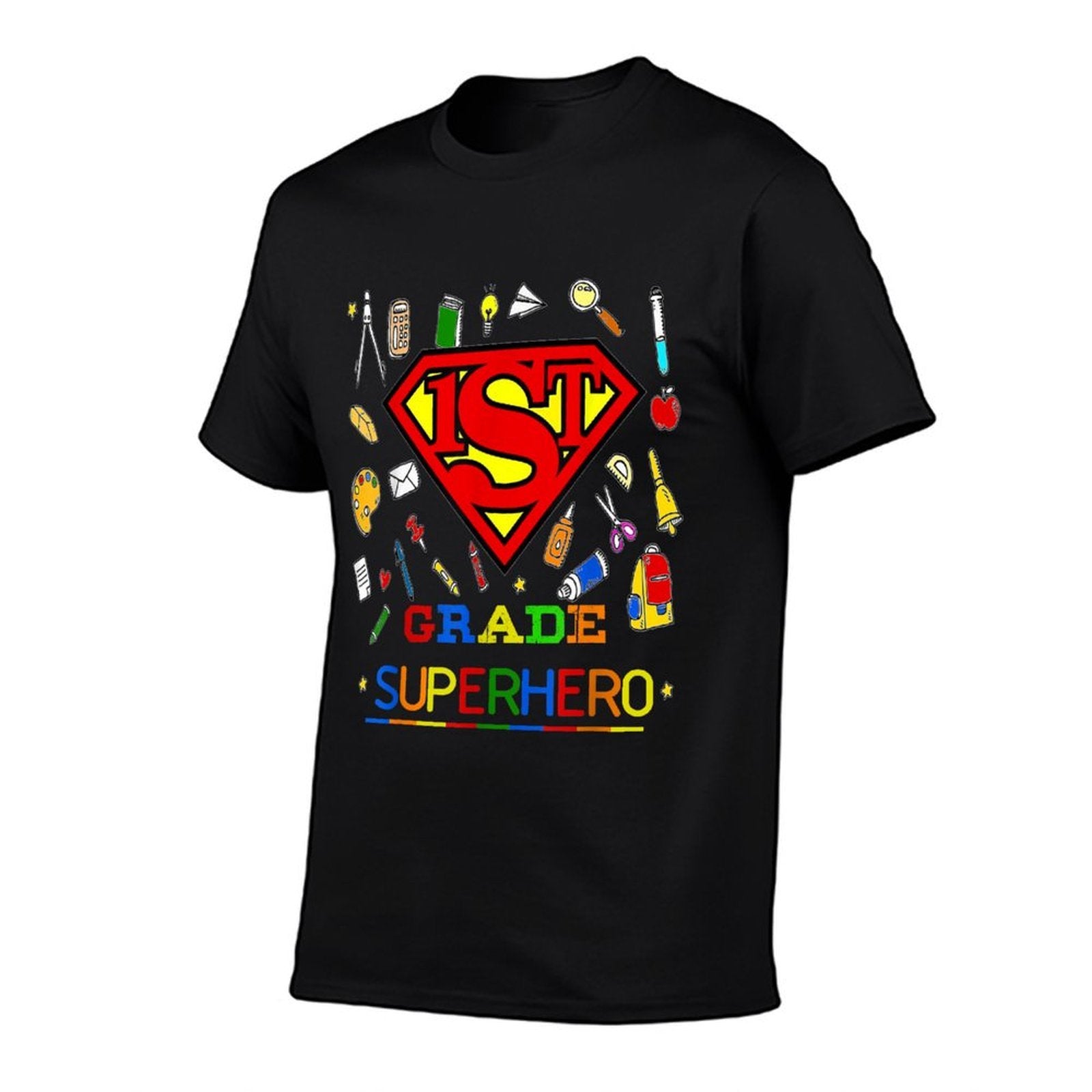 1st Grade Superhero First Grade Gift for Kids  Heathered Texture T-Shirt