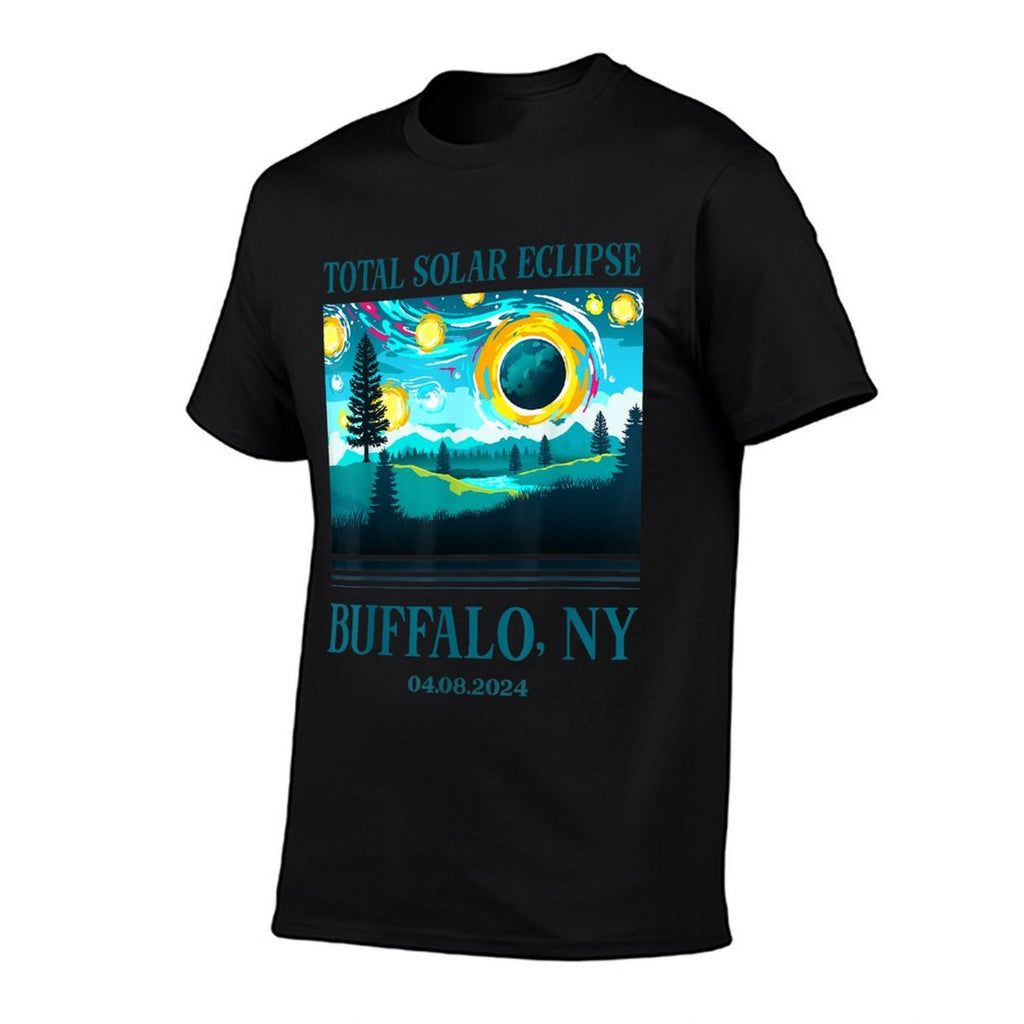 2024 Total Solar Eclipse Buffalo NY Totality Landscape  Cotton T-Shirt