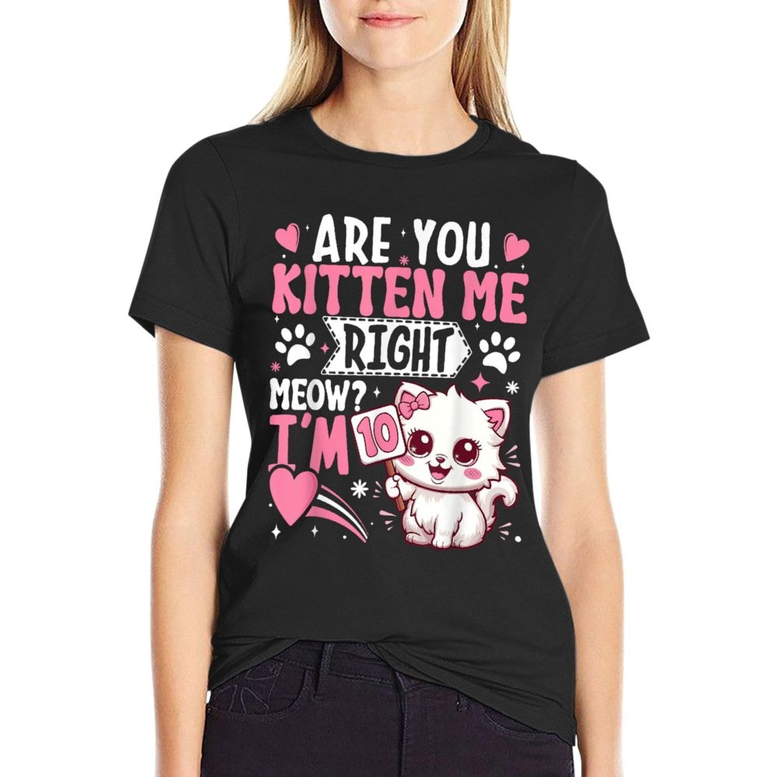 10th Birthday Girl 10 Year Old Kitten Cat Happy Bday  Breathable T-Shirt