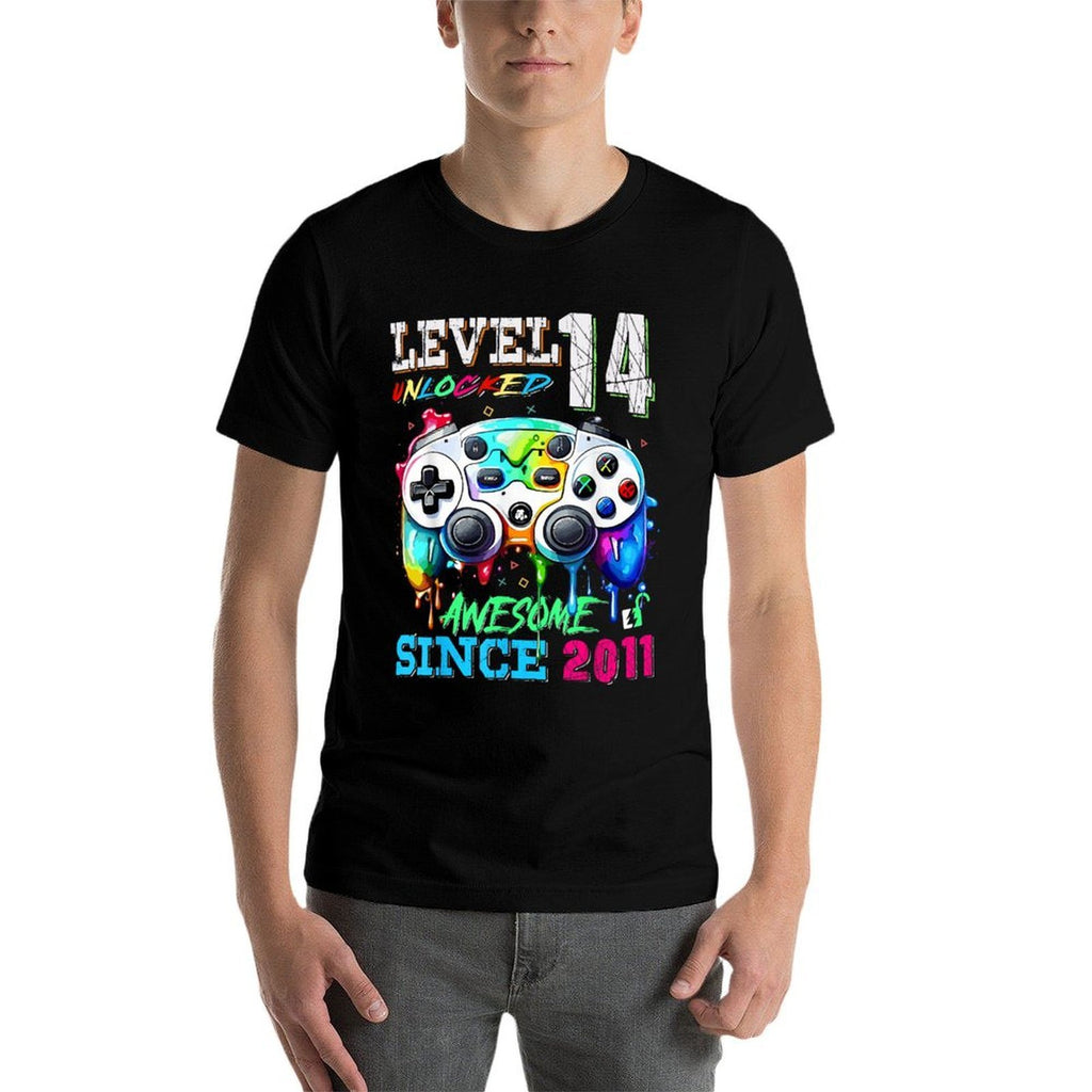 14th Birthday Boy Level 14 Unlocked Awesome Since 2011  Stretchy T-Shirt