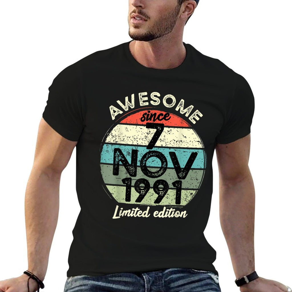30 Year Old Birthday 7 November 1991 30th Birthday  Trendy Pattern T-Shirt