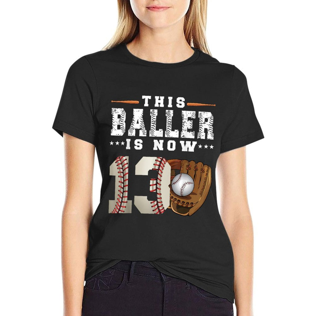 13 Years This Baller Is Now 13 Kids Baseball 13th Birthday  Vintage-inspired T-Shirt