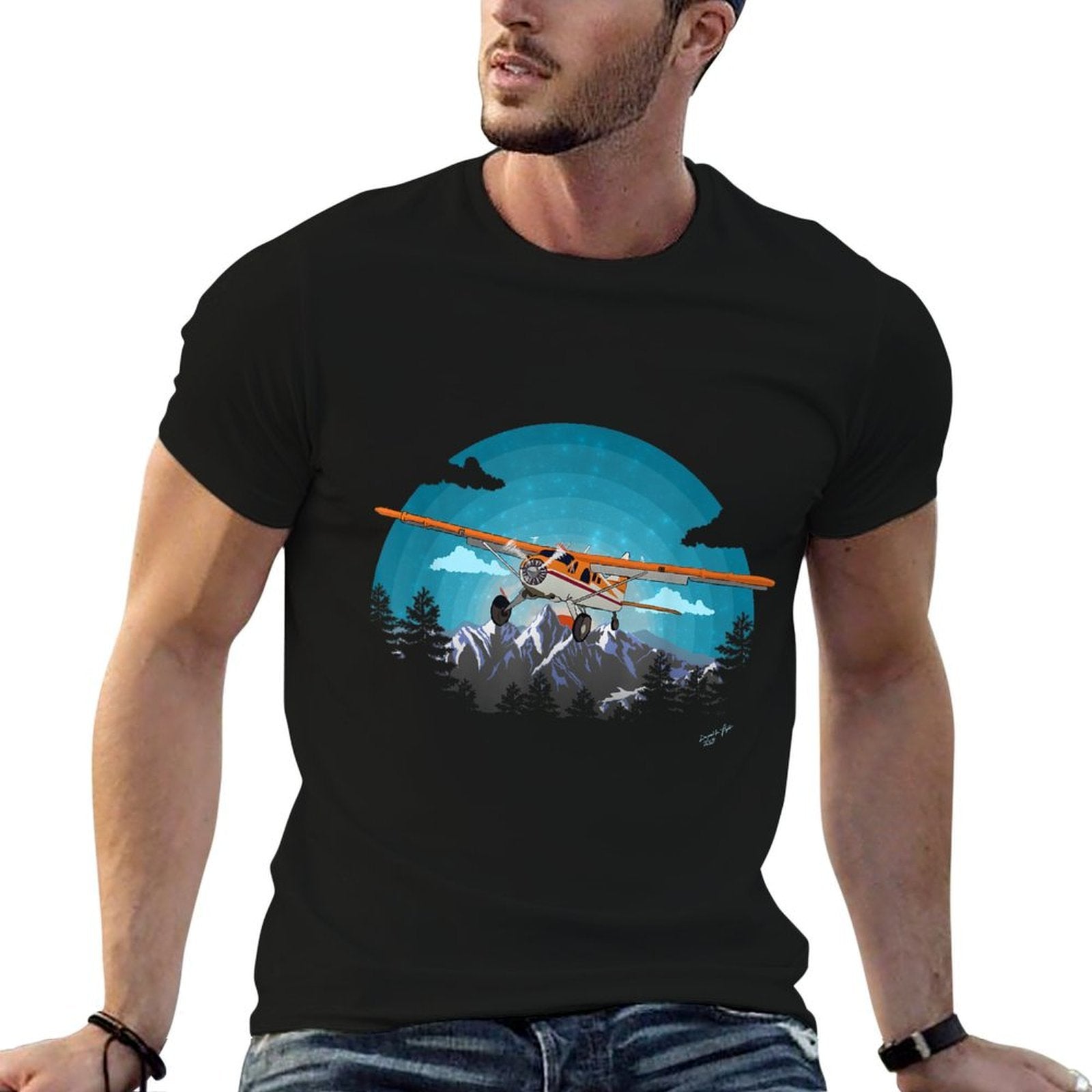 &#34;Twilight Flight&#34;  Beaver Bushplane Airplane Flying Pilot  Wrinkle-resistant T-Shirt