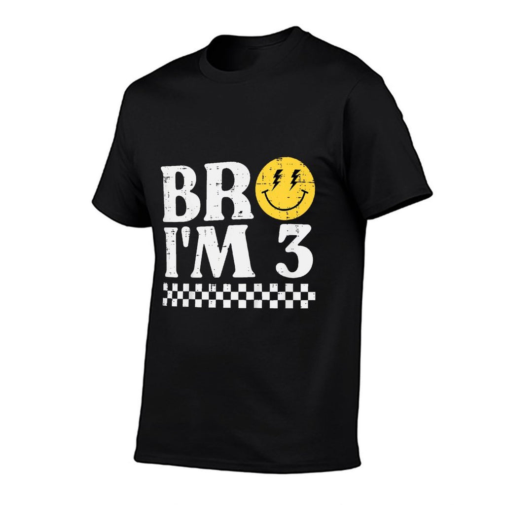 3rd Birthday Bro Im 3 Smile Retro Groovy Boys Girls Kids  Relaxed-fit T-Shirt