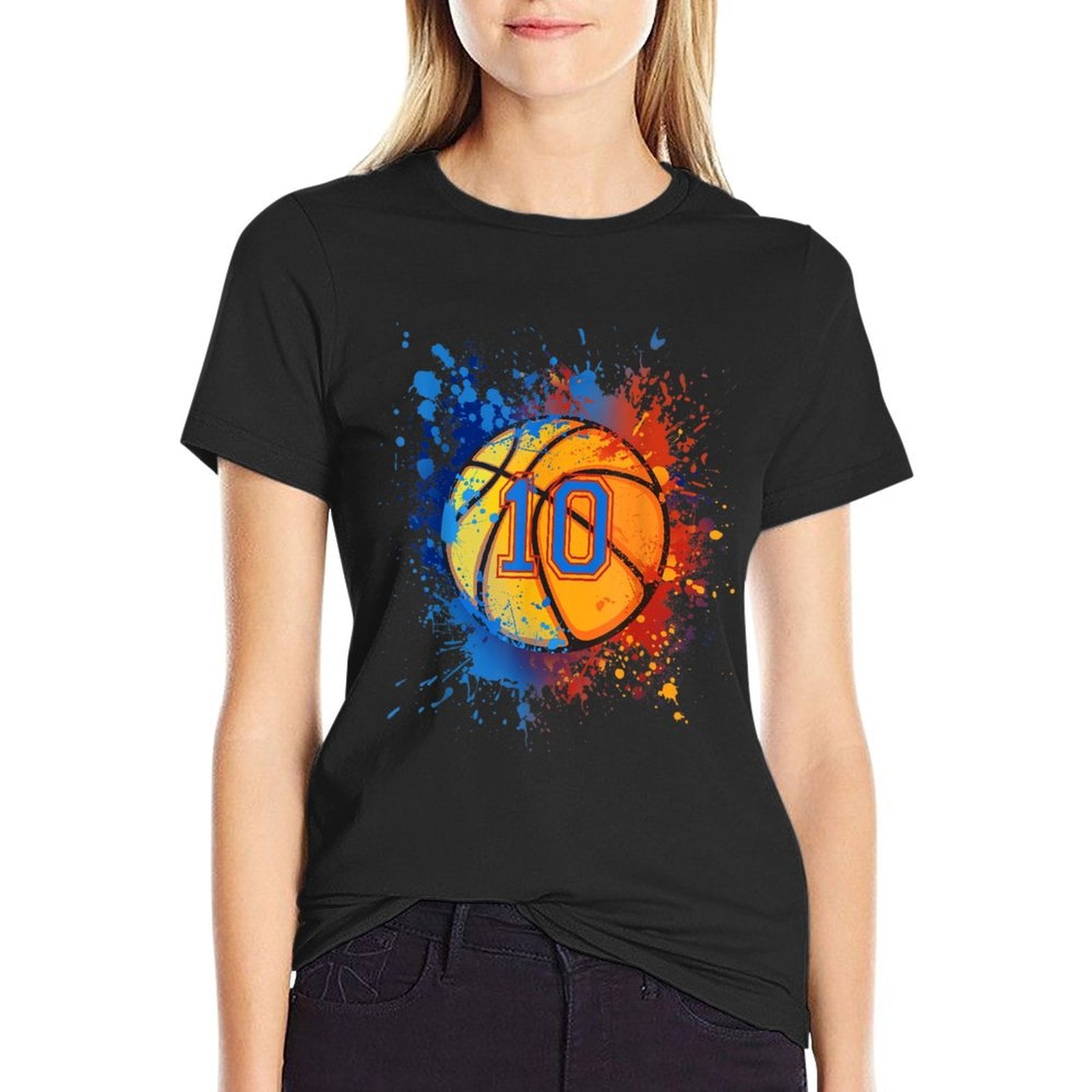 10 Years Old 10th Birthday Basketball Gift For Boys Party  Trendy Pattern T-Shirt