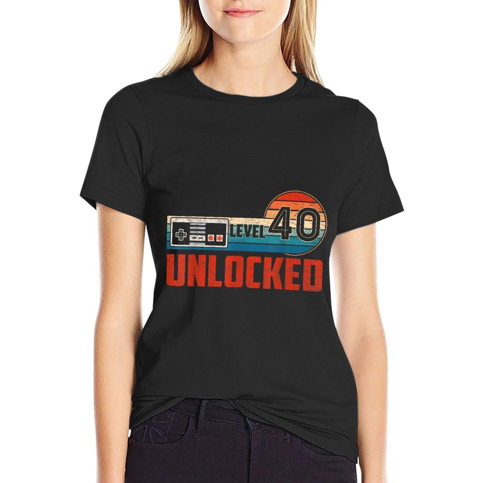 40 Birthday Gift Unlocked Level 40 Vintage Game Controller  Easy-care T-Shirt