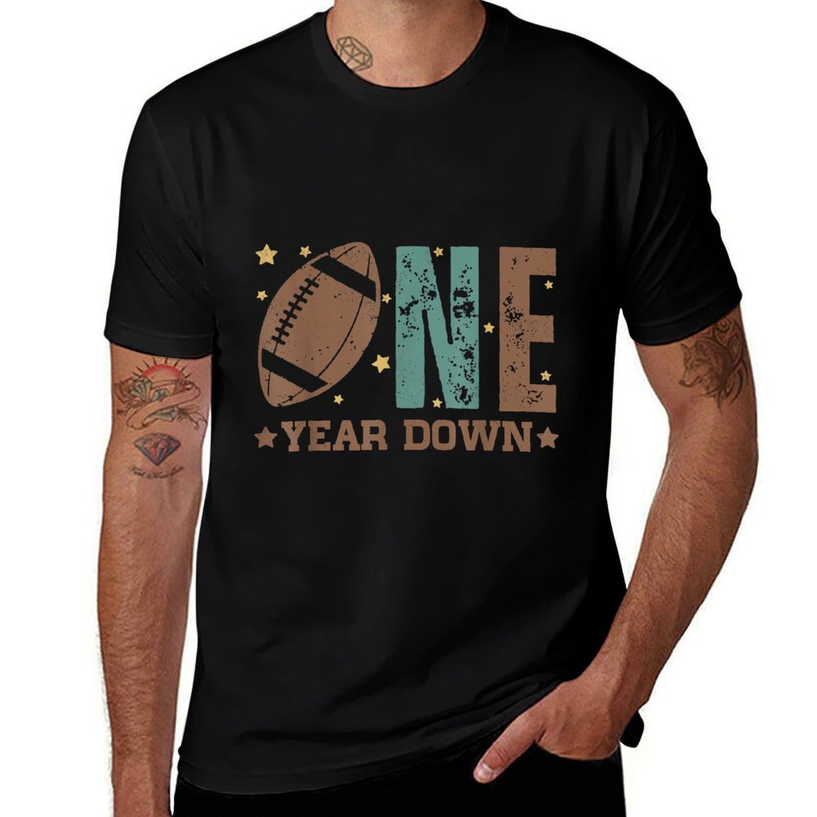 1st Year Down Football Lover First Birthday Boy Party  Odor-resistant T-Shirt