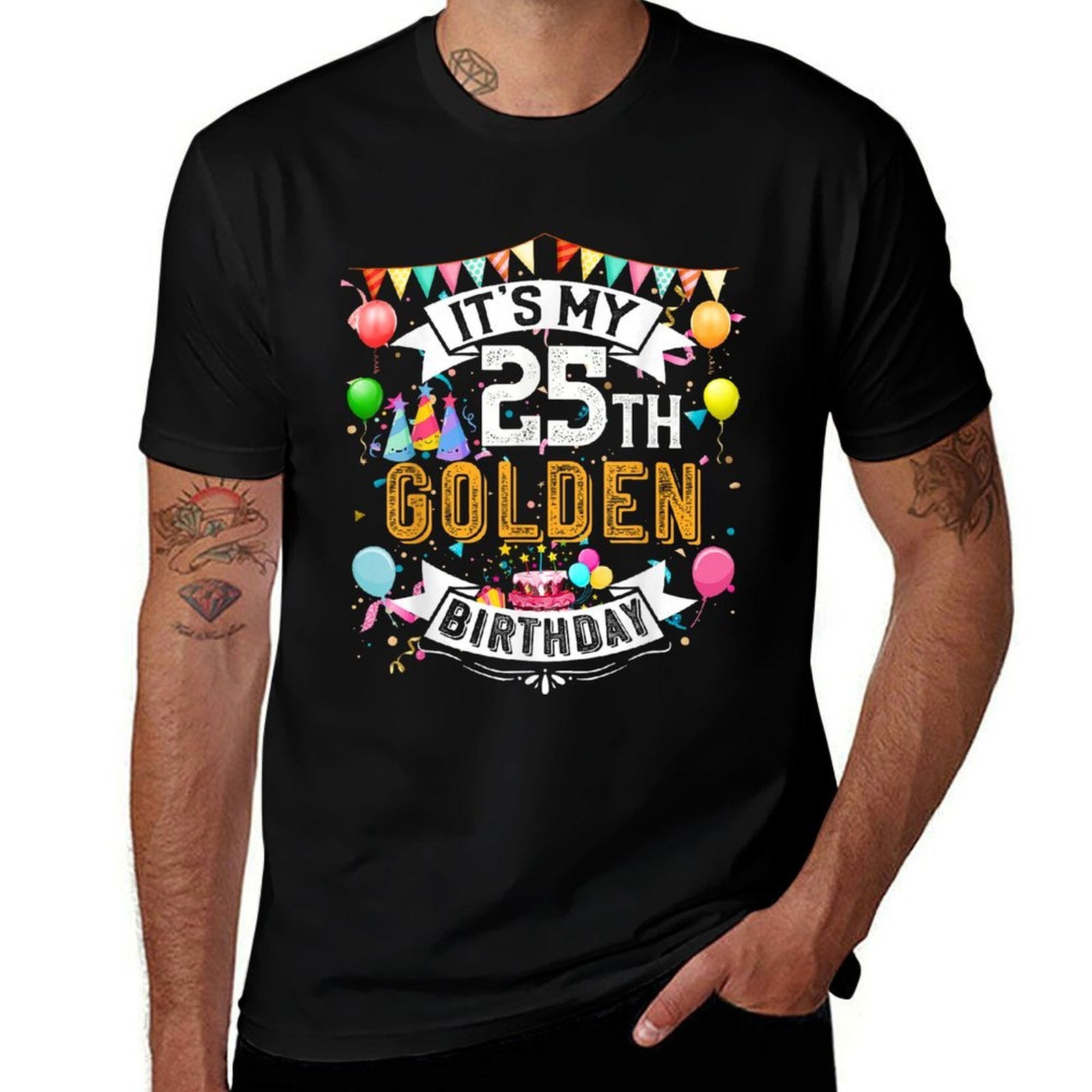 25th Birthday It's My 25th Golden Birthday Vintage  High-quality Stitching T-Shirt