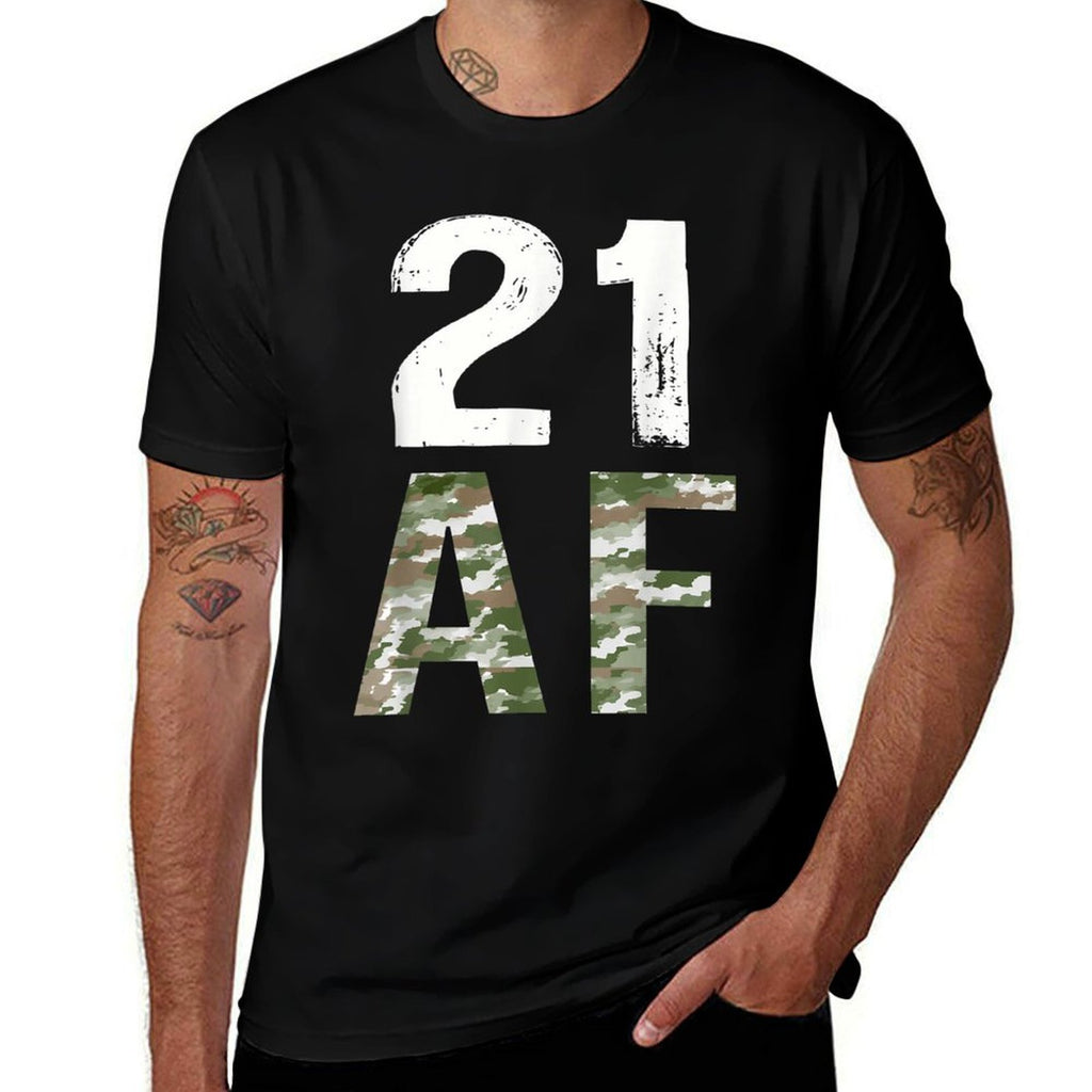 21 Legal AF 21st Birthday Military Shirt  Graphic-printed T-Shirt