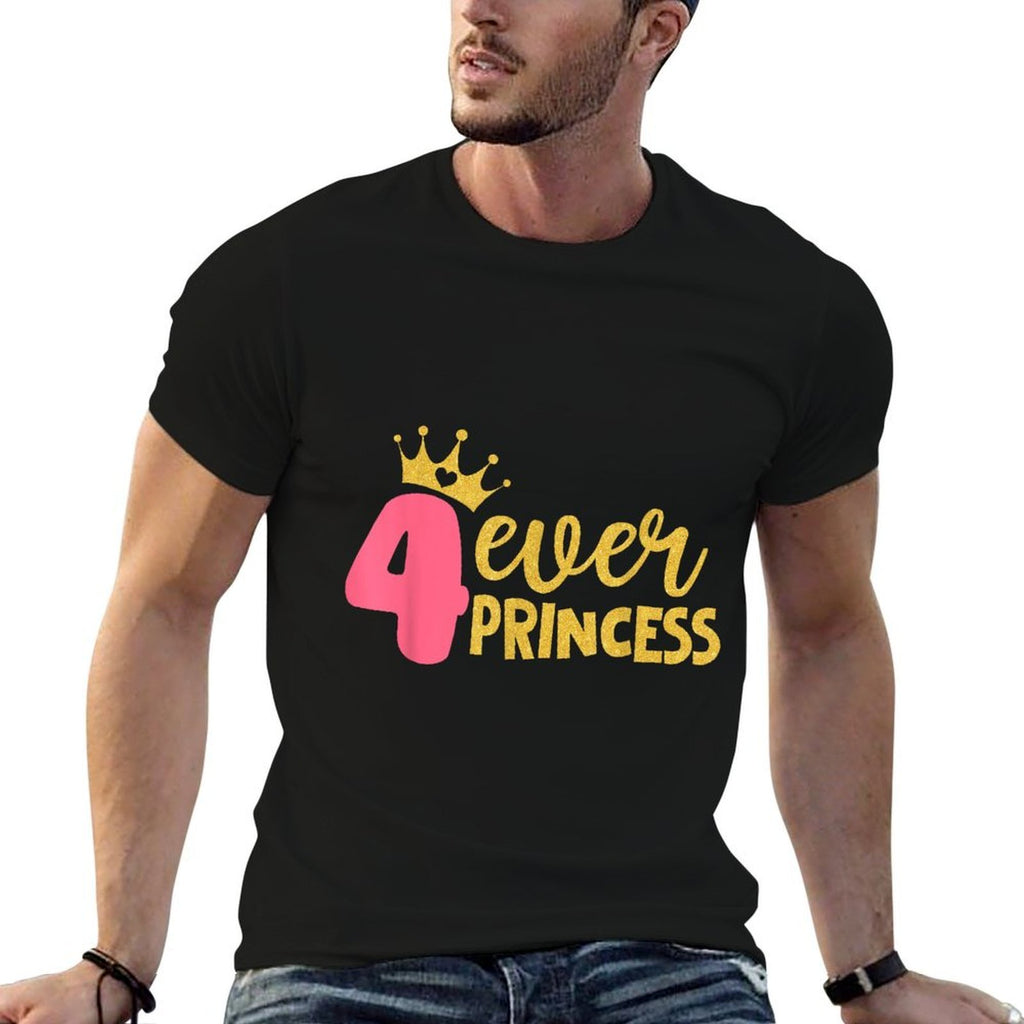 4 Ever Princess 4th Birthday Decorations Four Year Old Girl  Rolled Sleeves T-Shirt