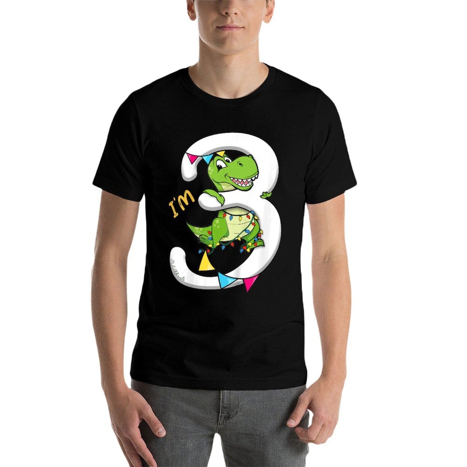 3rd Birthday Dinosaur  Dino Third Bday Im 3 Years Boys  High-quality Stitching T-Shirt