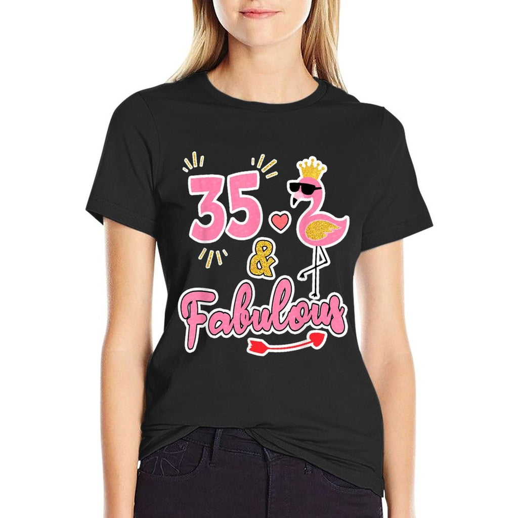 35 And Fabulous - 35 Years Old Gift - 35th Birthday  Heathered Texture T-Shirt
