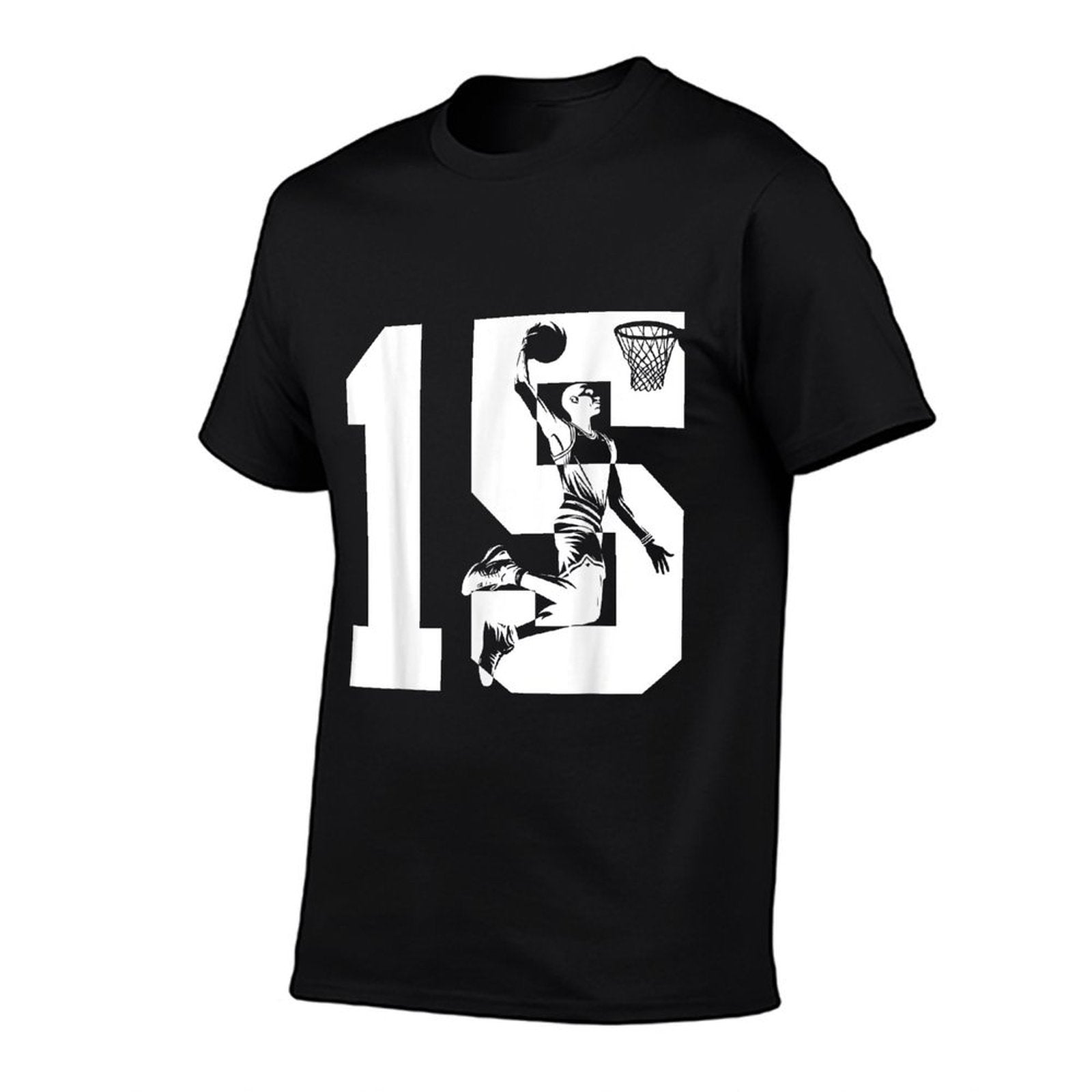 15 YEARS NUMBER 15 BASKETBALL 15TH BIRTHDAY  Fade-proof Color T-Shirt