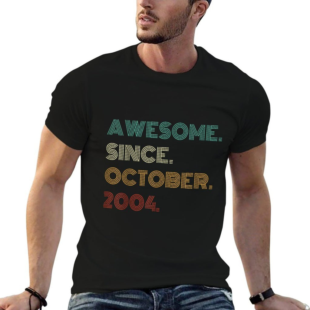 21 Years Old Awesome Since October 2004 21st Birthday  Rolled Sleeves T-Shirt