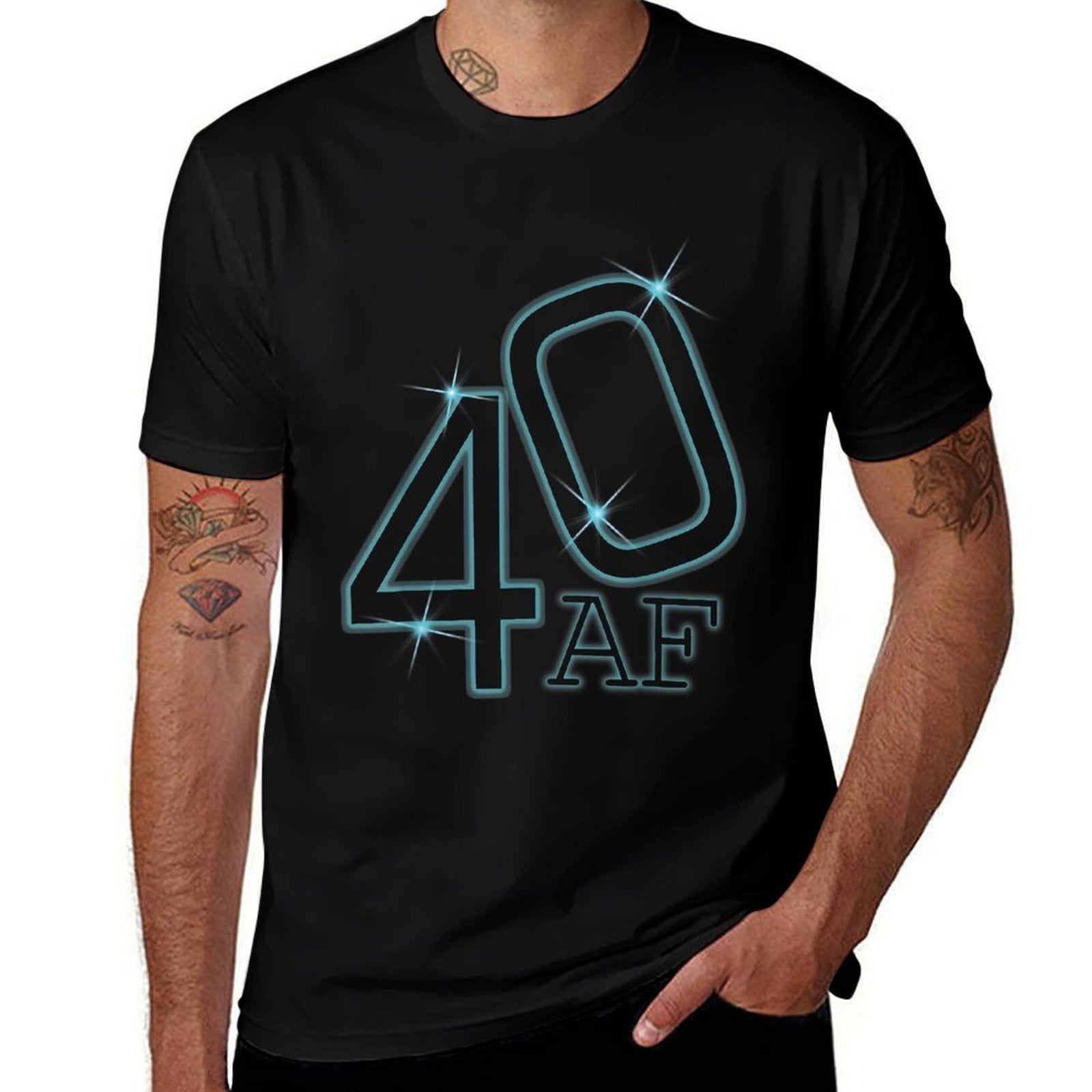 40 AF 40th Birthday  Ribbed Collar T-Shirt