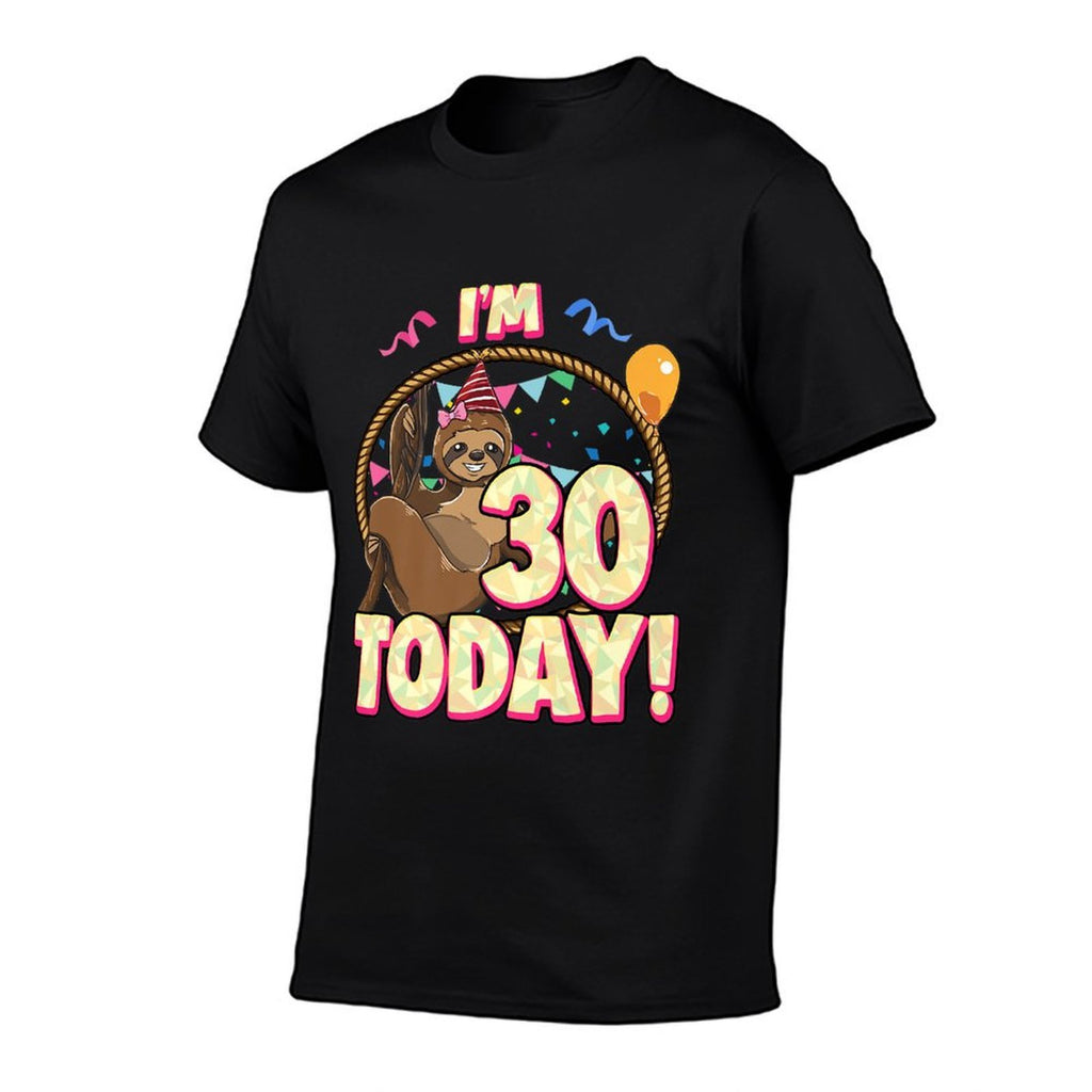 30th Birthday Sloth Party Lazy 30 Thirty Premium  Relaxed-fit T-Shirt