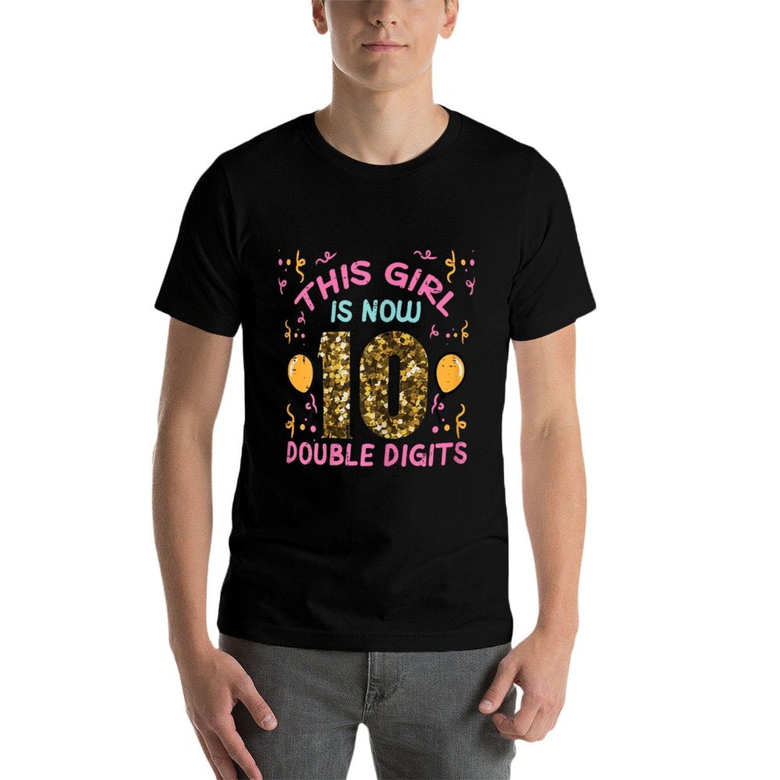10th Birthday This Girl Now Double Digits 10 Years Old Bday  Summer-ready Fabric T-Shirt