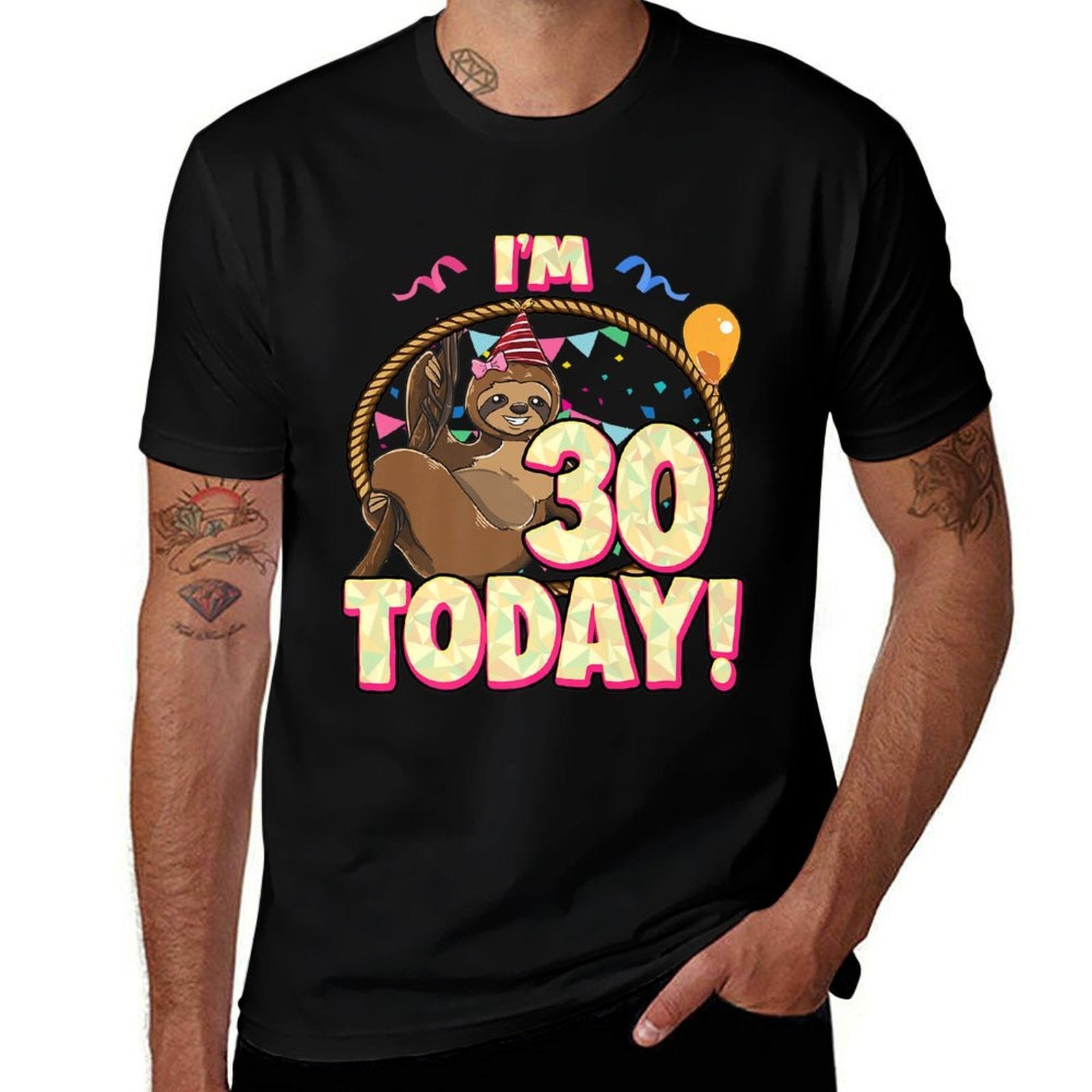 30th Birthday Sloth Party Lazy 30 Thirty Premium  Relaxed-fit T-Shirt