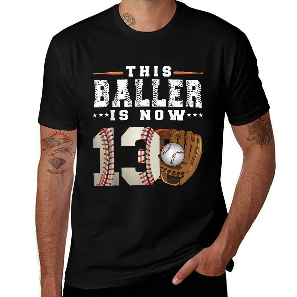 13 Years This Baller Is Now 13 Kids Baseball 13th Birthday  Vintage-inspired T-Shirt