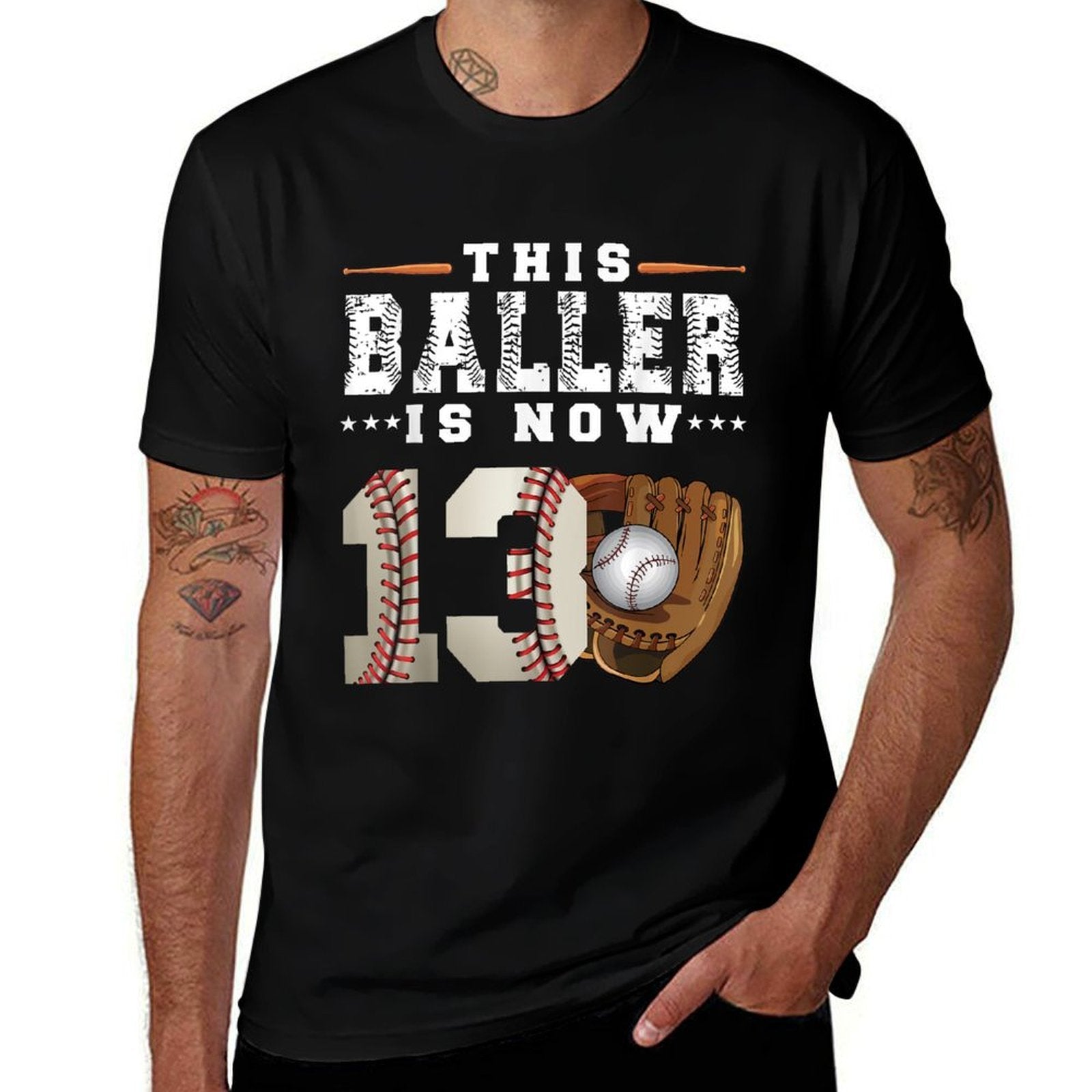 13 Years This Baller Is Now 13 Kids Baseball 13th Birthday  Vintage-inspired T-Shirt